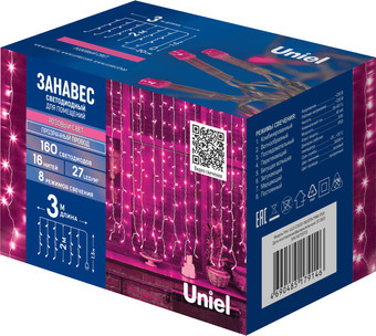 Световой дождь Uniel ULD-C3020-160/DTA UL-00010916 (розовый)