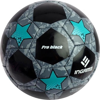 Мяч Ingame Pro Black 2020 (5 размер, черный/серый/голубой)