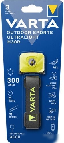 Фонарь Varta Outdoor Sports Ultralight H30R (желтый)