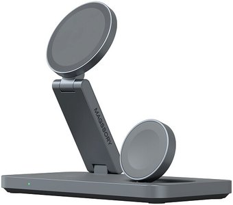 Беспроводное зарядное Magssory Yoga 3 в 1 Charging Station для Apple Qi2 WCH016m (темно-серый)