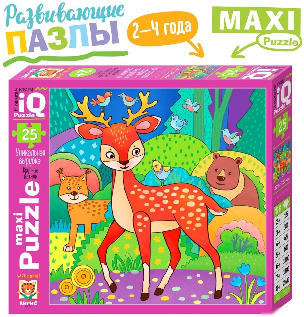 Мозаика/пазл Айрис-Пресс IQ Макси. Олень в лесу 2+ 9785811282258 (25эл)