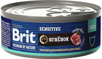 Натуральный корм для кошек Brit с чувствительным пищеварением с мясом ягненка 100 г
