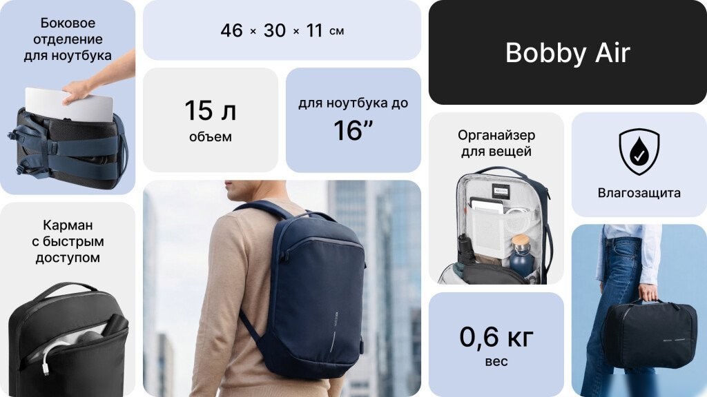 Городской рюкзак XD Design Bobby Air (темно-синий)