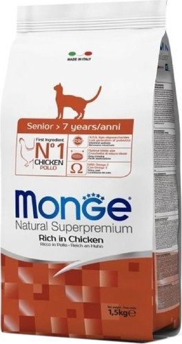 Сухой корм для кошек Monge Senior Rich in Chicken 1.5 кг