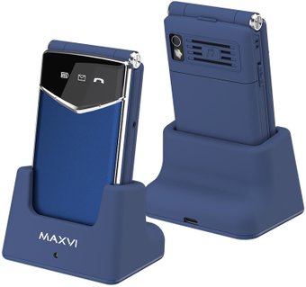Кнопочный телефон Maxvi E11ds (синий/серебристый)