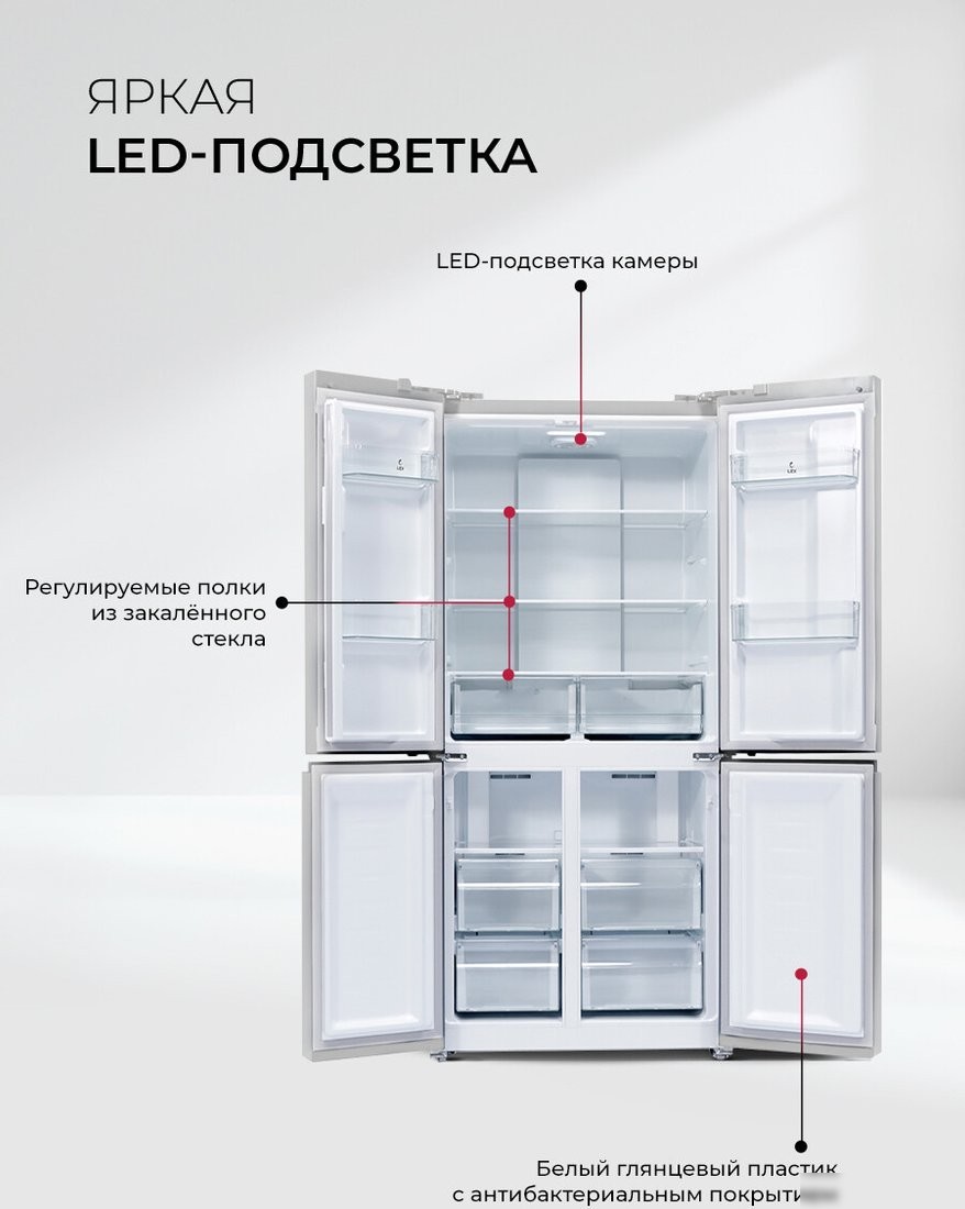 Четырёхдверный холодильник LEX LCD450WGID