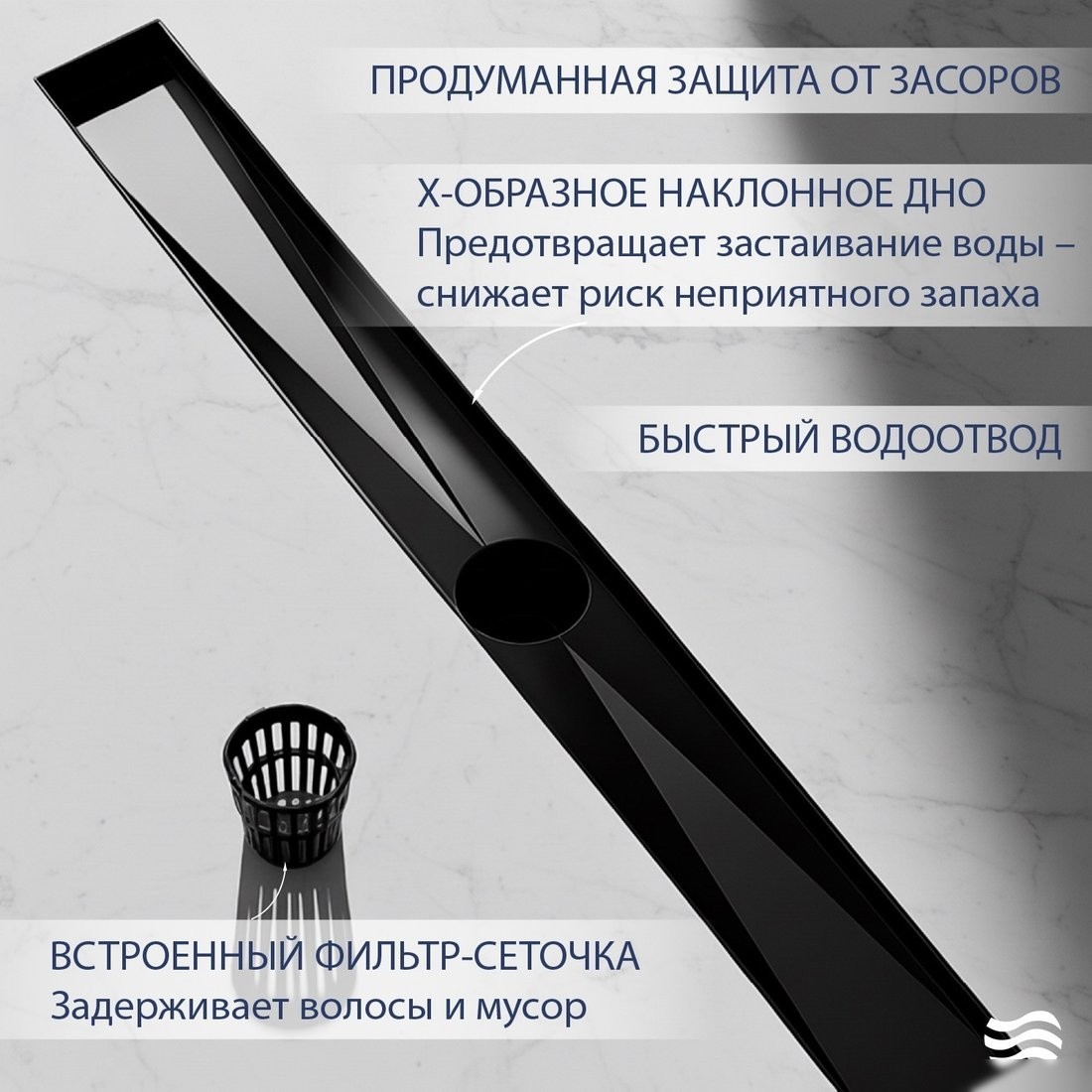 Трап/канал Lauter 2120862-С1MB 600x100 (черный матовый)