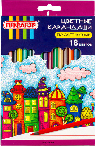 Набор цветных карандашей Пифагор Сказочный Город 181584 (18шт)