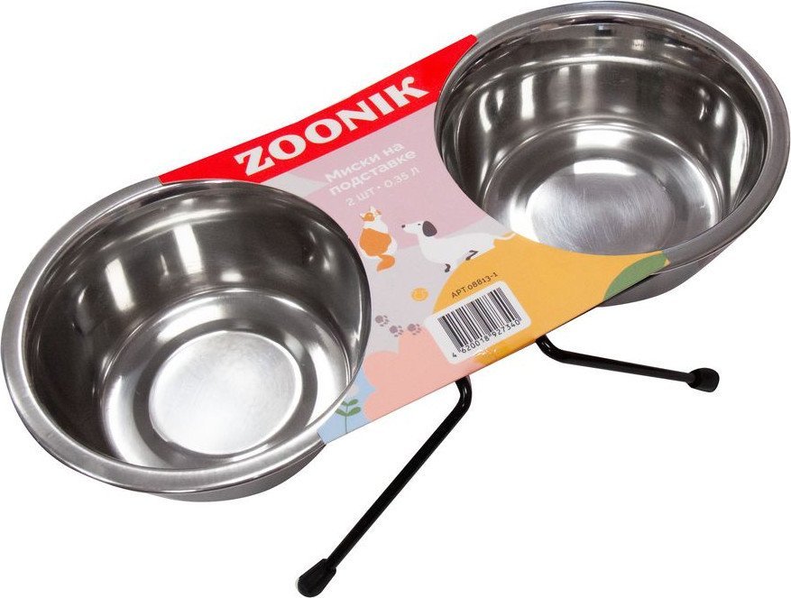 Подставка для мисок Zoonik 08813-1 (черный, с мисками)