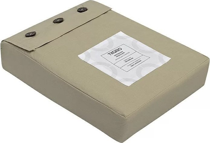 Постельное белье Tkano Essential TK24-FS0039 на резинке (бежевый/серый)
