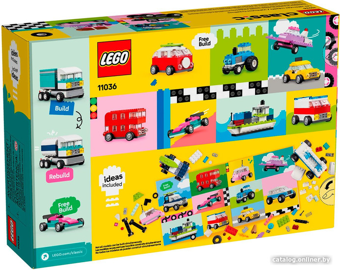 Набор деталей LEGO Classic 11036 Создавай автомобили