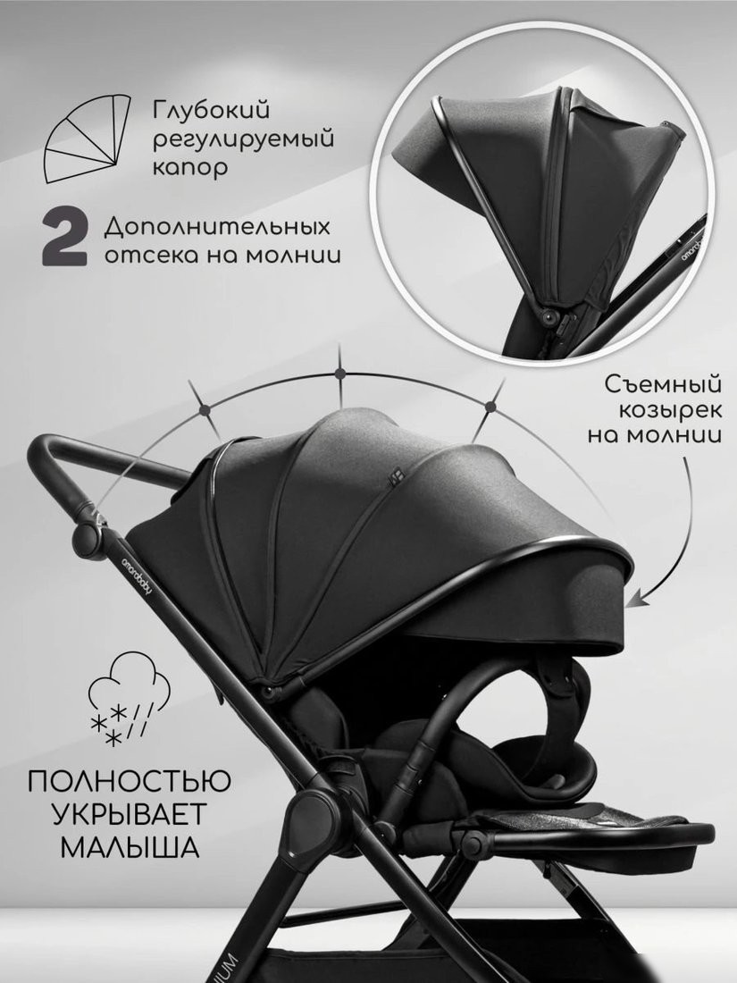Коляска прогулочная «книга» Amarobaby Somnium AB25-10SOMNIUM/09 (черный)