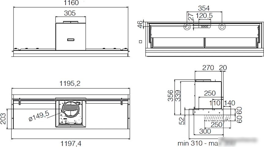 Кухонная вытяжка Elica Lever IX/A/116 PRF0163362