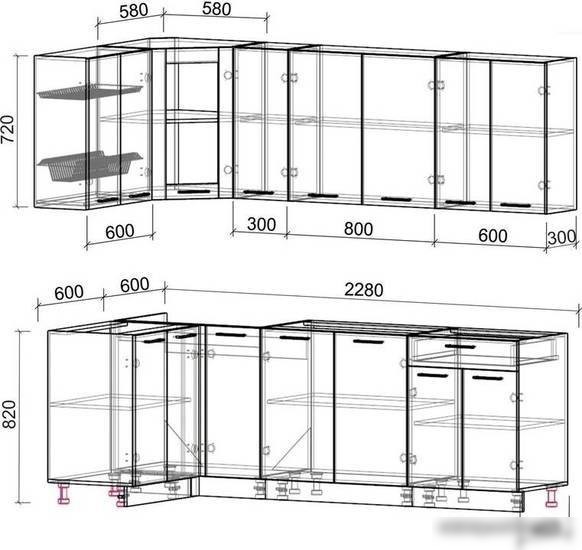 Готовая кухня Интерлиния Мила 12x23 без столешницы (серебристый/бетон)