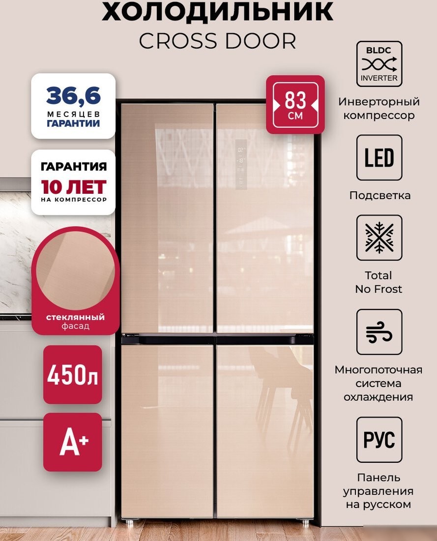 Четырёхдверный холодильник LEX LCD450GlGID