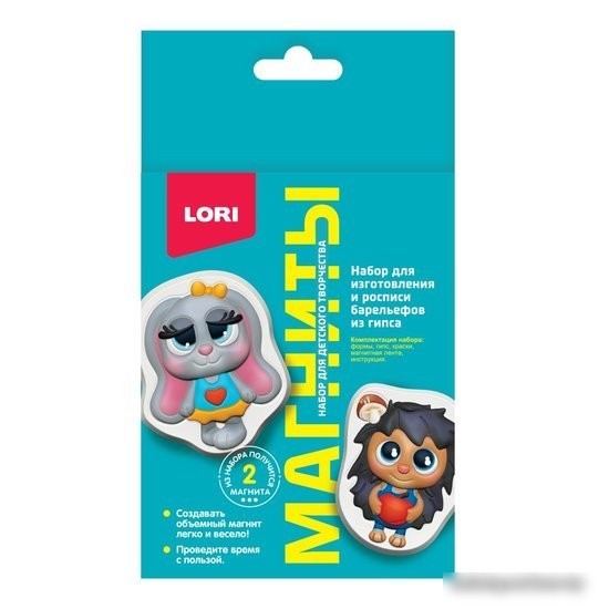 Набор для создания поделок/игрушек Lori Магниты из гипса. Лесные симпатяги ПзГ-024
