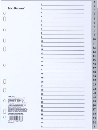 Разделитель документов Erich Krause Цифровой 55901 (1-31)
