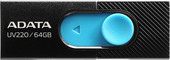 USB Flash A-Data UV220 64GB (черный/голубой)
