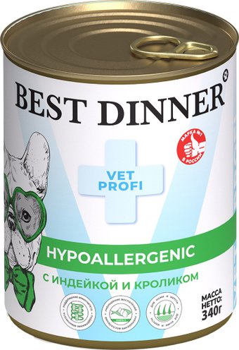 Консервированный корм для собак Best Dinner Hypoallergenic Exclusive с индейкой и кроликом (340 г)