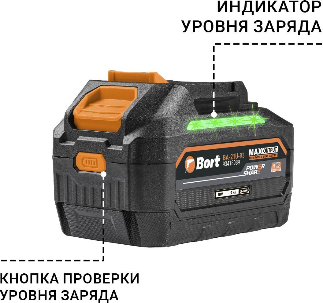 Аккумулятор Bort BA-21U-93 93418989 (18В/9 Ah)
