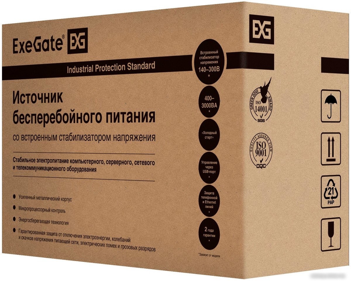 Источник бесперебойного питания ExeGate SpecialPro UNB-2200.LED.AVR.4SH.RJ EP285528RUS