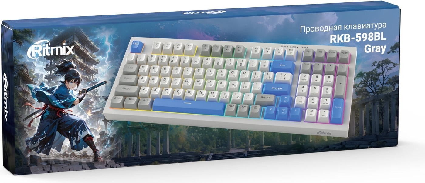 Клавиатура Ritmix RKB-598BL (серый/белый)