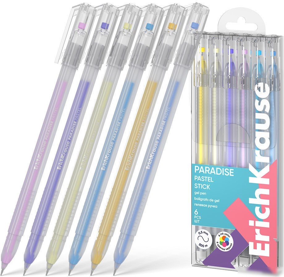 Набор гелевых ручек Erich Krause Paradise Stick Pastel 61308 (6 шт)