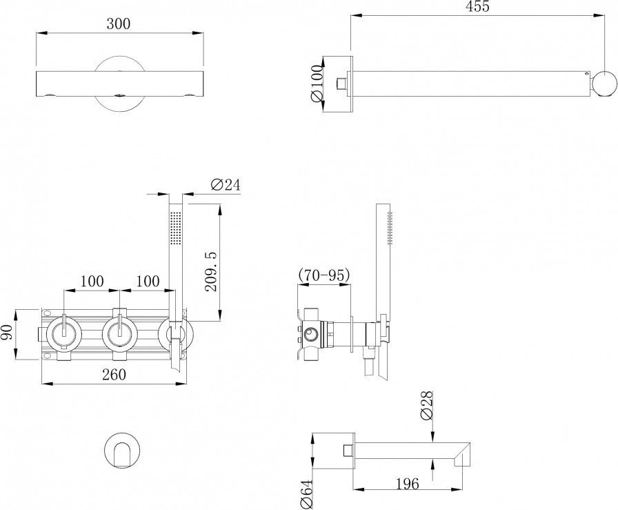 Душевая система Abber Perfekte 316 AF8A50BG (золото брашированное)