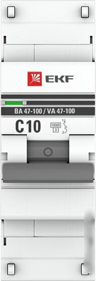 Выключатель автоматический EKF PROxima ВА 47-100 1P 10А (C) 10kA mcb47100-1-10C-pro