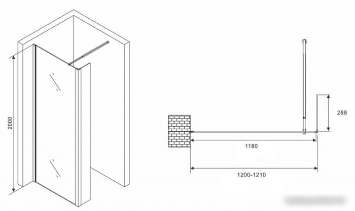 Душевая стенка Abber Immer Offen AG66120B