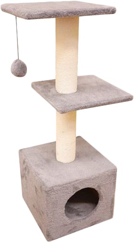 Комплекс Cat House с двумя полками 1.0 (хлопок бежевый)