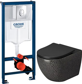 Унитаз подвесной Grossman Color GR-4411BBLS + GROHE Rapid SL 38721001 (с кнопкой)