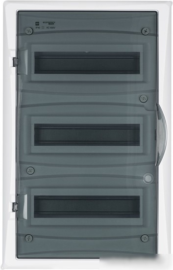 Бокс пластиковый Elektro-Plast Eco Box 3x12M, N/PE 4x 6x16+3x10mm2, дымчатая пласт. дверь, белый RAL9003, 560x354x107mm, IP40