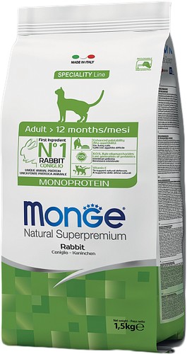 Сухой корм для кошек Monge Monoprotein Adult Rabbit 1.5 кг