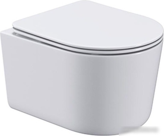 Унитаз подвесной Roxen Simple Compact в комплекте с инсталляцией StounFix Slim 6 в 1 913681 (кнопка: хром глянец)