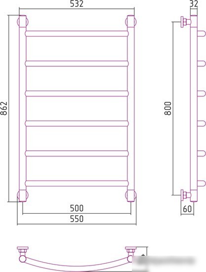 Полотенцесушитель Сунержа Галант+ 800x500 00-0200-8050