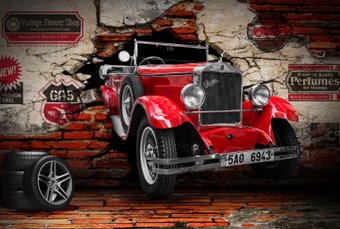 Фотообои ФабрикаФресок Винтажный Автомобиль. Для Гаража 1064270 (400x270)