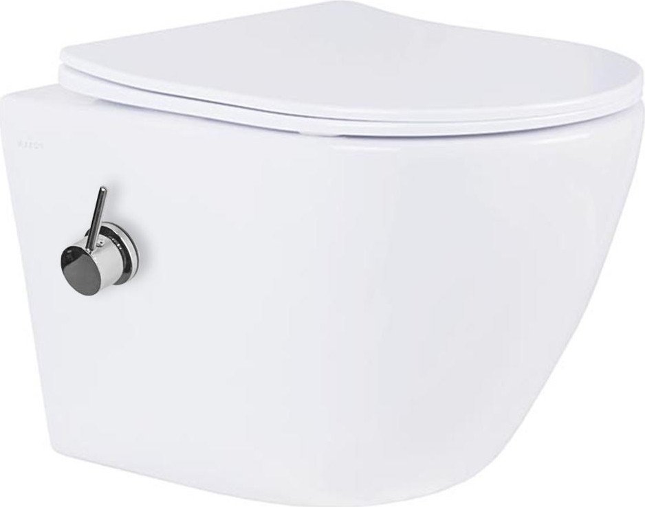 Унитаз подвесной Roxen Antares Bidet в комплекте с инсталляцией StounFix Dual Fresh 6 в 1 868648 (кнопка: брашированное золото матовая)