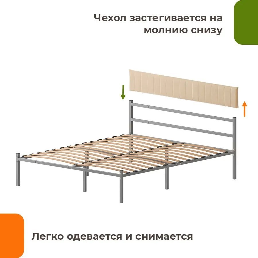 Кровать Домаклево Лофт Компакт 180x200 (серый/бежевый велюровый чехол)