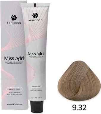 Крем-краска Adricoco Miss Adri 9.32 (100мл, очень светлый блонд золотистый перламутровый)