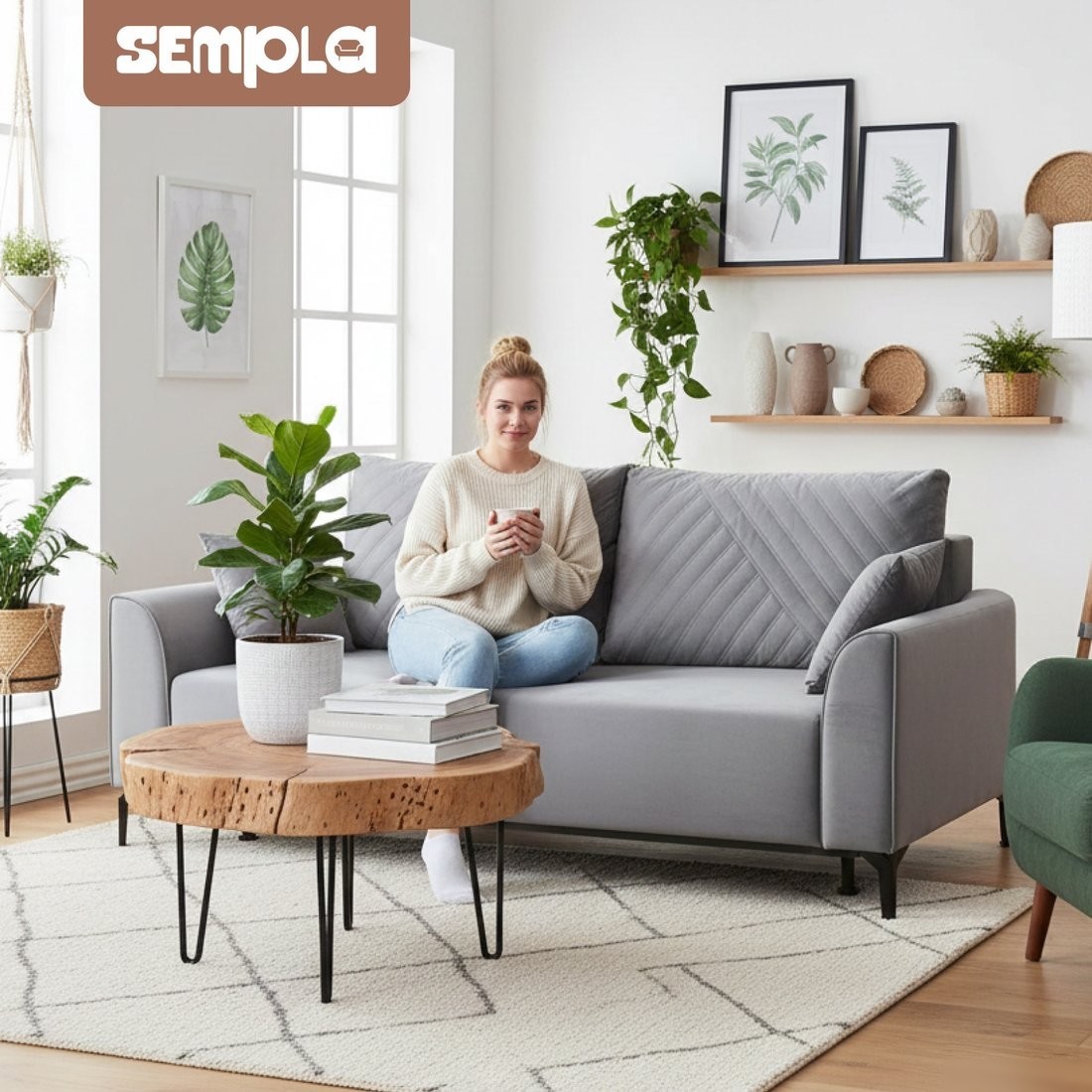 Диван Sempla Берген 2 (мора серый)