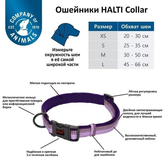 Ошейник Halti Collar S (фиолетовый)