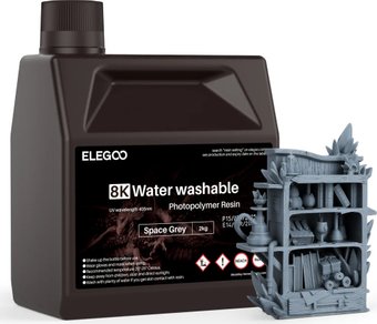 Фотополимер Elegoo Water Washable 8K 2кг (серый)