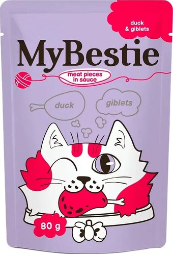 Пресервы MyBestie Мясные Кусочки Утка в соусе с Потрошками (80 г)
