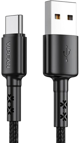 Кабель Vipfan X02 USB Type-A - USB-Type-C (1.8 м, черный)
