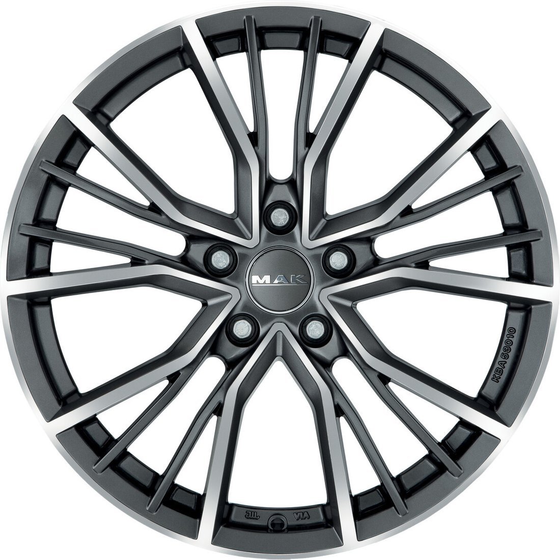 Литые диски MAK Union 21x9.5" 5x112мм DIA 66.45мм ET 25мм Gun Met-Mirror Face
