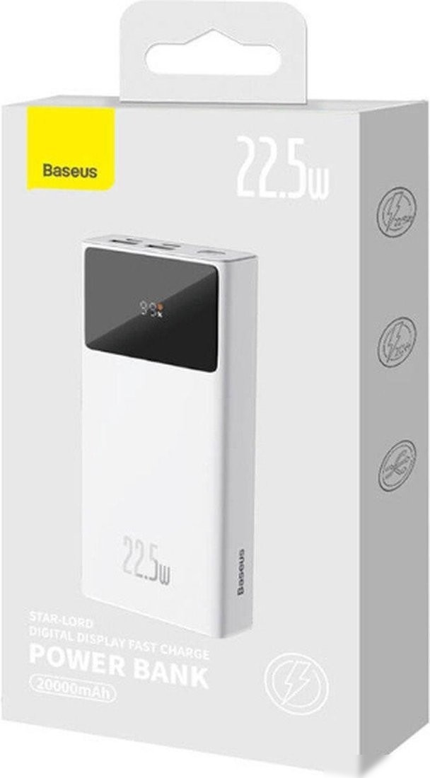 Внешний аккумулятор Baseus Star-Lord Digital Display Fast Charging Power Bank 30000mAh 22.5W (белый)