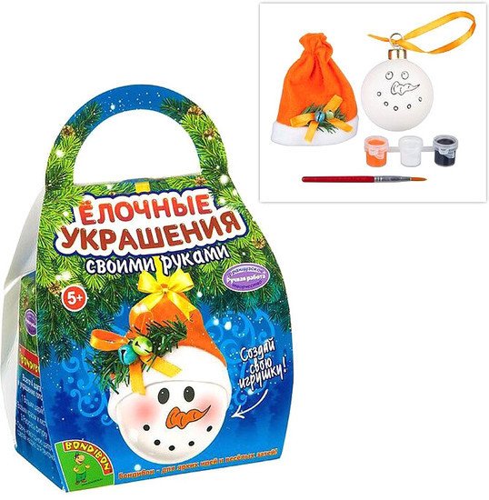 Набор для создания поделок/игрушек Bondibon Шар-подарок. Снеговичок ВВ2138