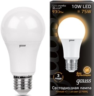 Светодиодная лампочка Gauss A60 E27 10 Вт 3000 K 102502110 (10 шт)