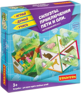 Развивающая игра Bondibon Приключения Пети и Оли. Силуэты ВВ3906